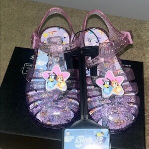 Kids Glitter Jelly Sandals with Cartoon Design - Purple